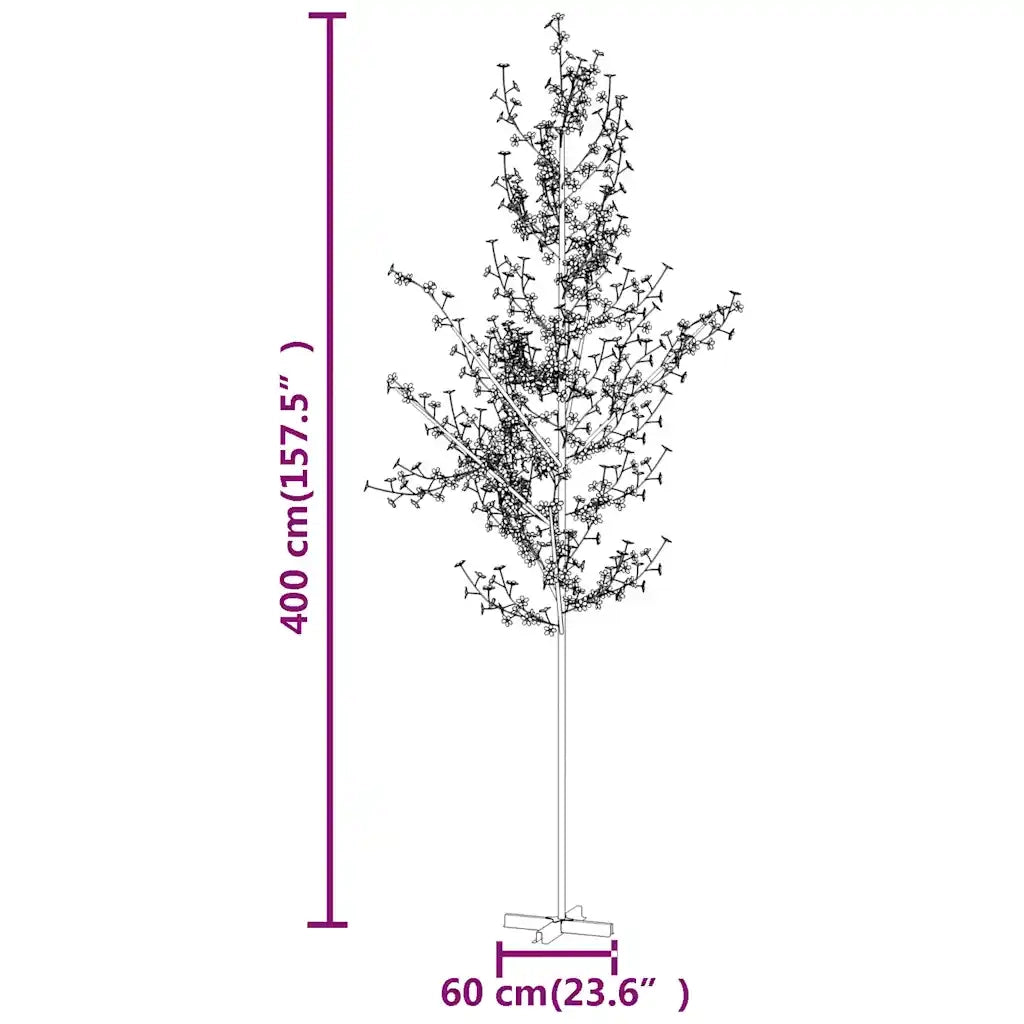 Albero di Ciliegio con 672 LED Bianco Caldo 400 cm 345135