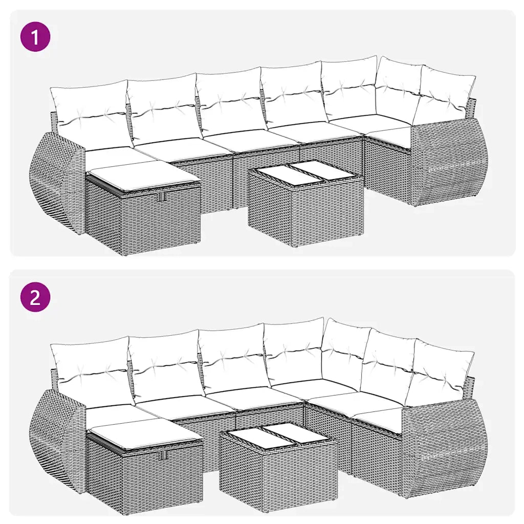 Set Divano da Giardino 8 pz con Cuscini Grigio in Polyrattan 3325617