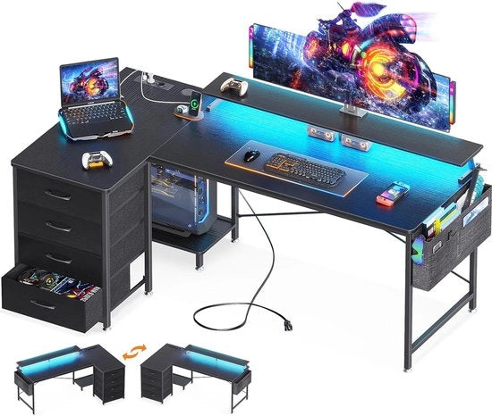 Bureau da Gioco con Illuminazione a LED - Scrivania per Computer - Mobili per Computer