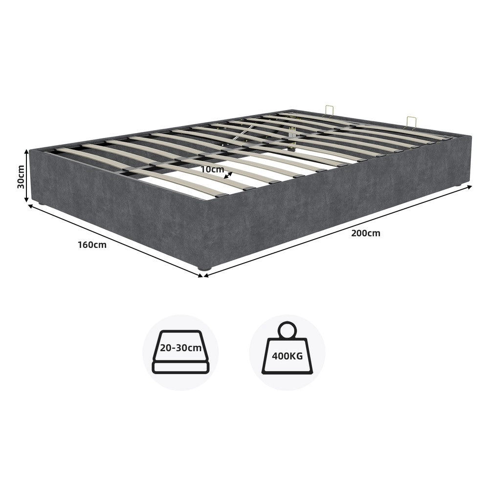 Letto Contenitore Imbottito ¨C MINIMAL ¨C Velluto Grigio 160x200