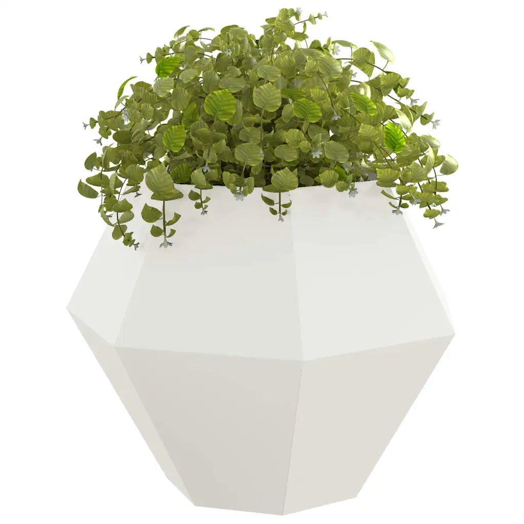 Fioriera 2 pcs Bianco 100 x 100 x 80 cm Acciaio