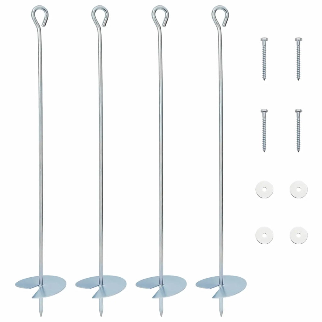 Ancora per Terra 4 pz Argento ?10 x 60 cm Metallo Galvanizzato CFW4162111