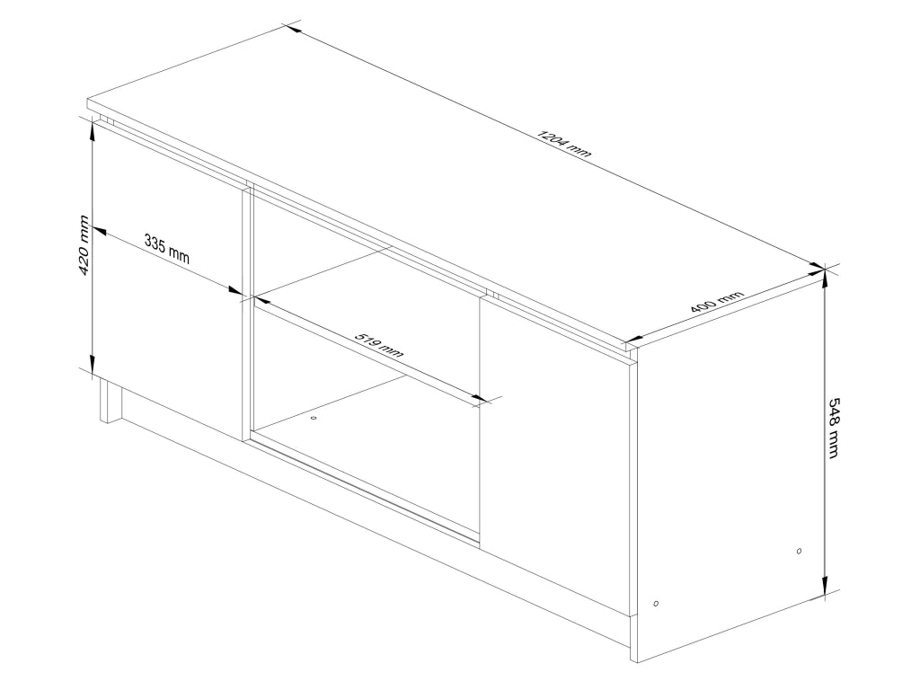 Mobile TV AKORD Sonoma Quercia 120 cm 2 ante inserto frontale Bianco 120x40x55 cm