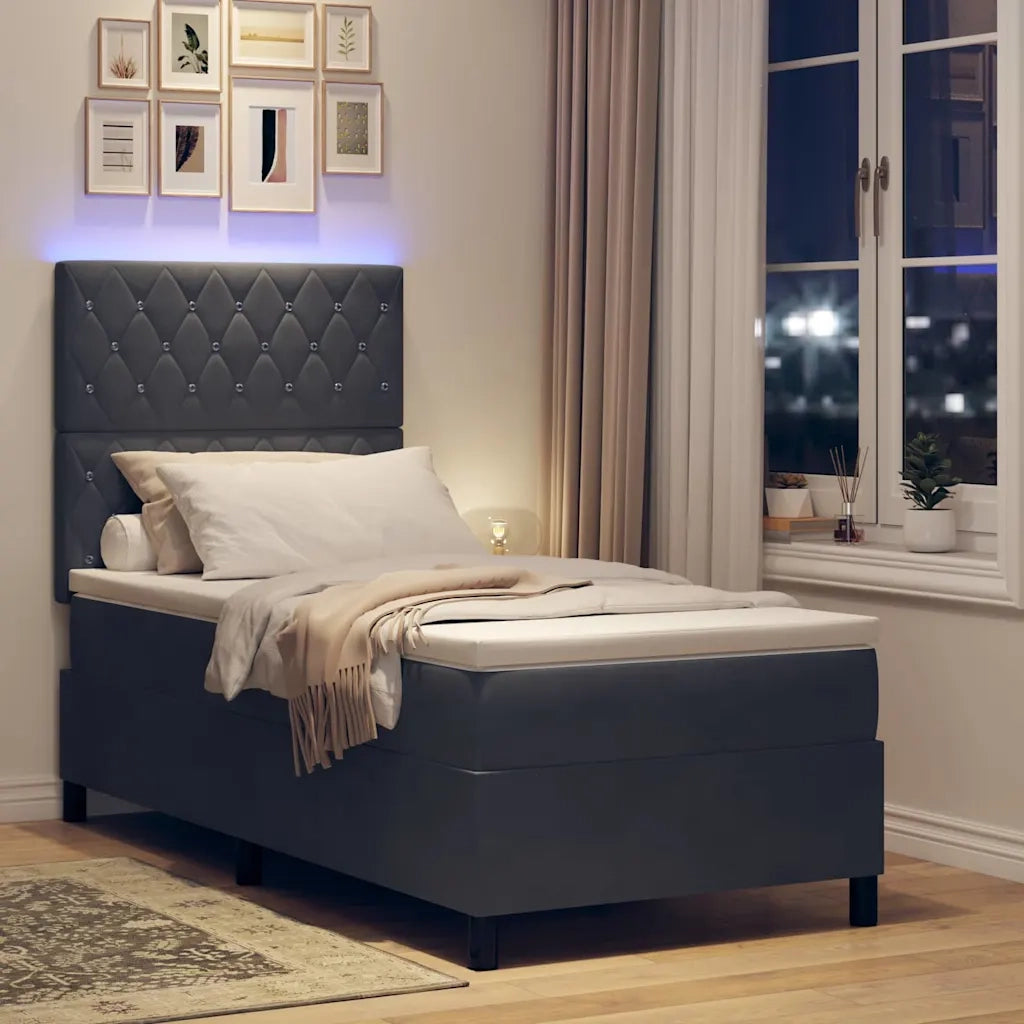 Letto a Sorgente LED Grigio scuro 90 x 200 cm Velluto 3343221