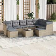 Set Divano da Giardino 10 pz con Cuscini Beige in Polyrattan 3250418