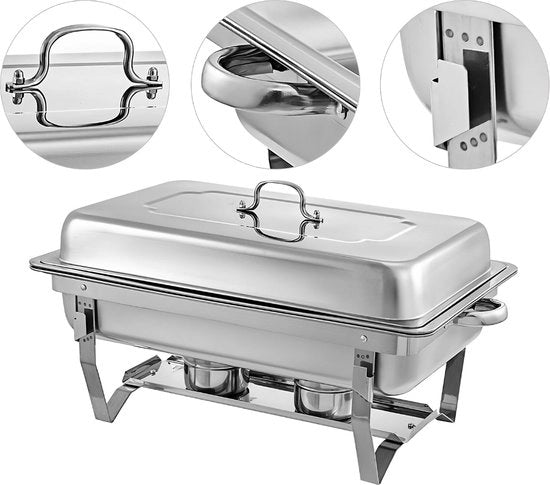 Piatto caldo per buffet - Scaldabagno - Piatto per riscaldare - Piatto riscaldante - 4 Portate