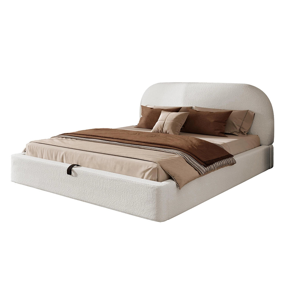 Letto doppio imbottito 180x200cm - Xylo - bouclé beige