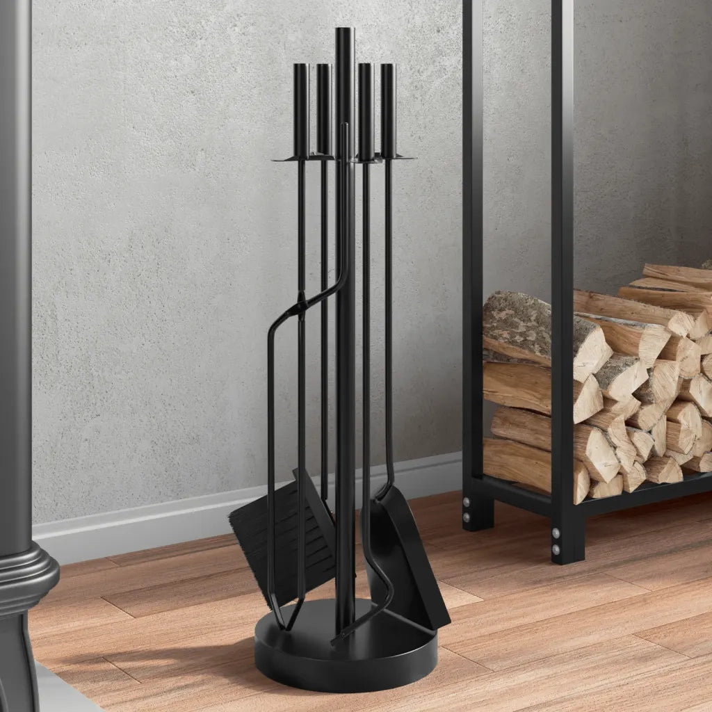 Set di attrezzi per camino 5 pezzi 18x66 cm in acciaio 156376