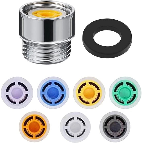 Set di 7 regolatori di flusso per docce, adattatore per risparmio d'acqua: Regolatore di flusso - 1/2 pollice regolatore di flusso, valvola regolatrice per doccetta fissa e doccia manuale 1,2/1,5/1,8/2/2,2/2,5 GPM