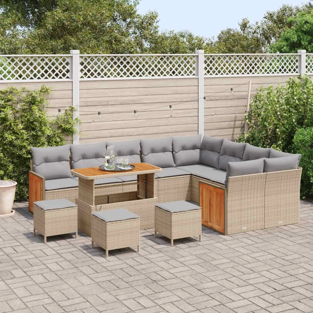 Set Divano da Giardino con cuscino 13 pcs Beige e Grigio Chiaro 3363222