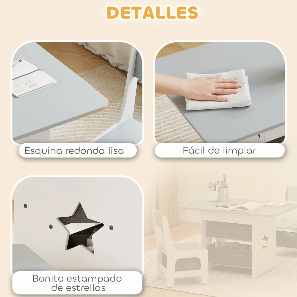 Tavolo bambini con sedie e cassetti ¨C Minimal ¨C Grigio chiaro