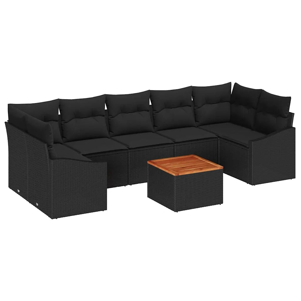 Set Divano da Giardino con archiviazione 8 pcs Nero polyrattan 3356469