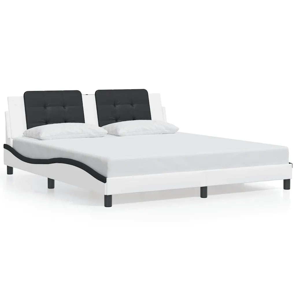 Giroletto senza Materasso-Struttura Letto Zadar Bianco e Nero 180x200 cm in Similpelle