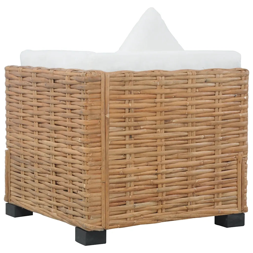 Divano Angolare con Cuscini-Sofa con Cuscini in Rattan Naturale