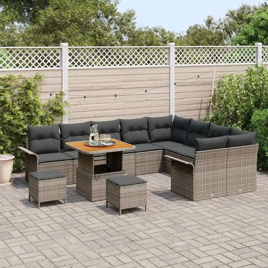Set Divano da Giardino con cuscino 12 pcs Grigio polyrattan 3362173