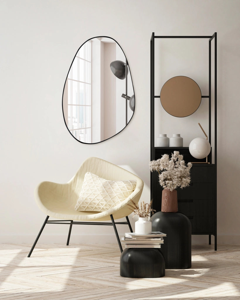 Specchio organico Hispanohogar metallo nero 90x60