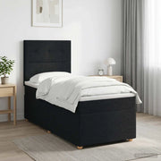 Letto box spring con materasso Nero 90 x 200 cm Tessuto 3453797