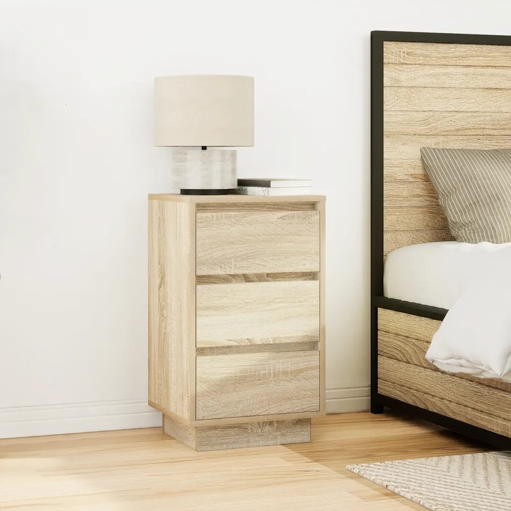 Comodino con Luci LED Rovere Sonoma 38x34x65 cm 861303