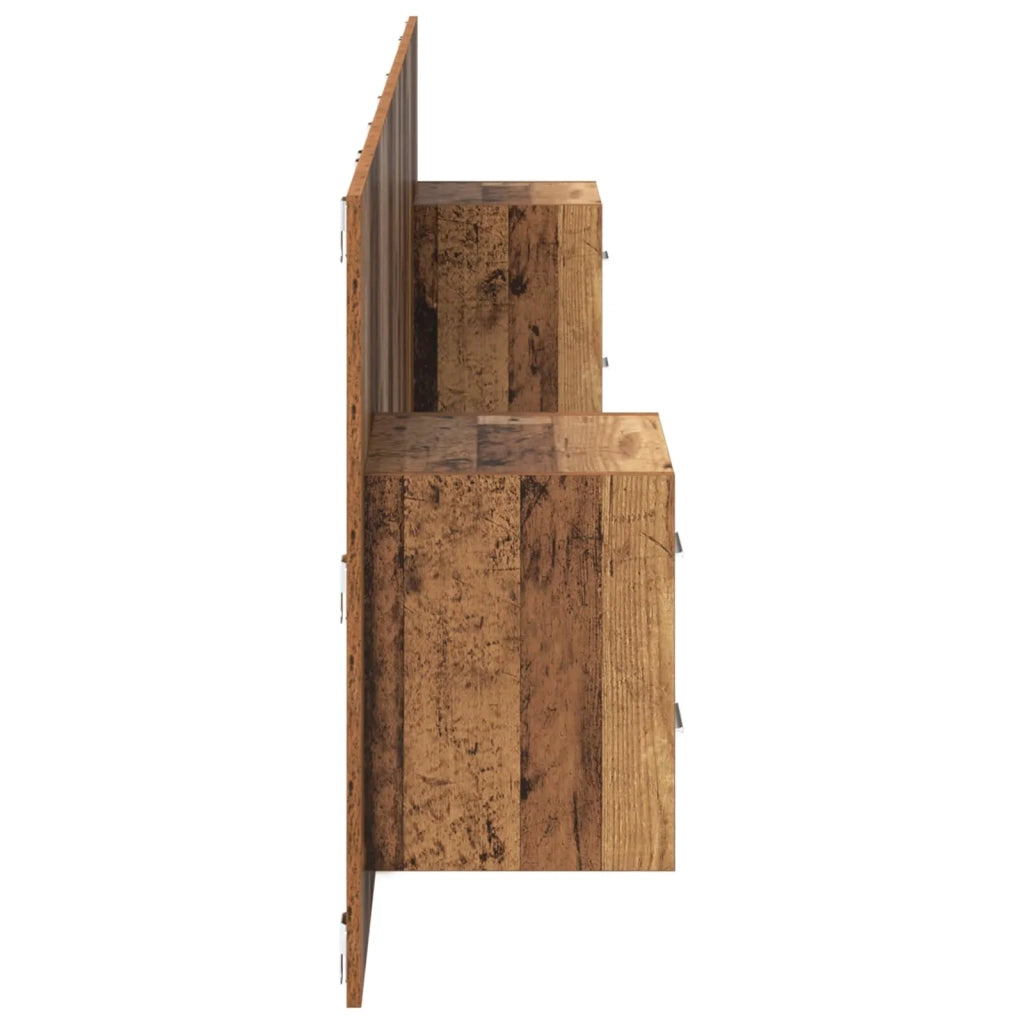 Testiera | Testata con Comodino 3 pcs Legno vecchio Legno multistrato