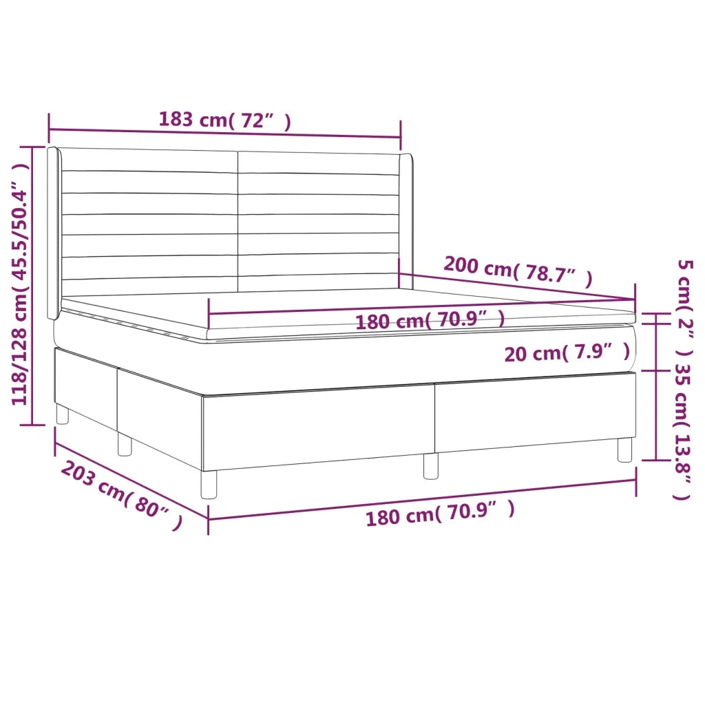 Letto a Molle con Materasso e LED Blu 180x200 cm in Tessuto 3138419