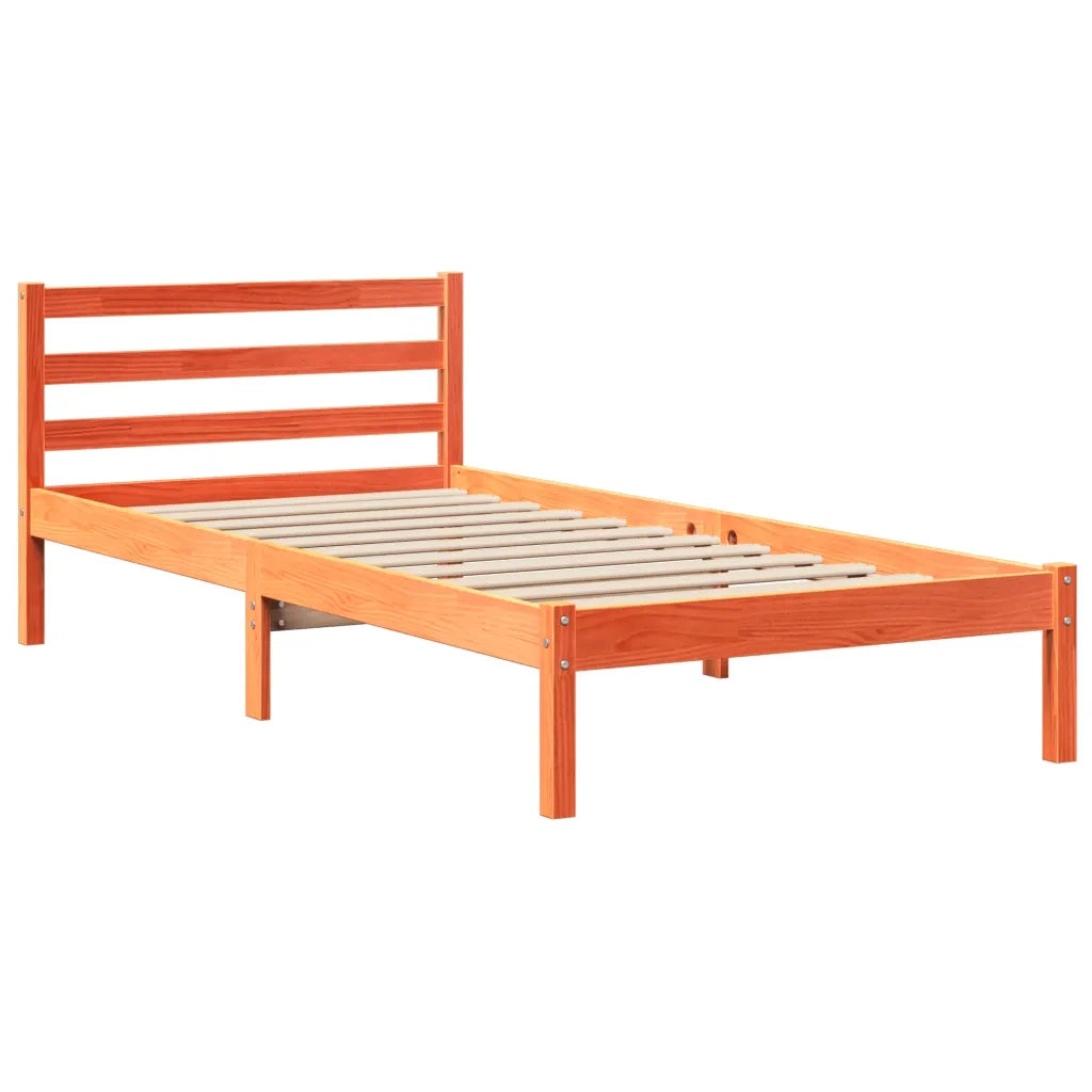 Letto senza Materasso-Struttura Letto Marrone Cera 75x190 cm in Legno di Pino 960476