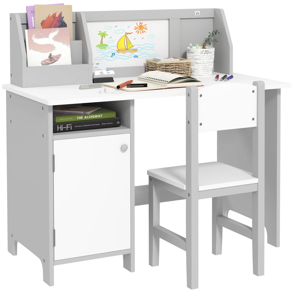 Set Tavolo e Sedia per Bambini ¨C Xylo ¨C Legno Bianco e Grigio