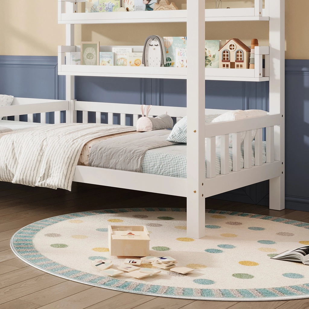 LETTO a casetta con cassetti e ripiani 242x209x178,5 cm Bianco