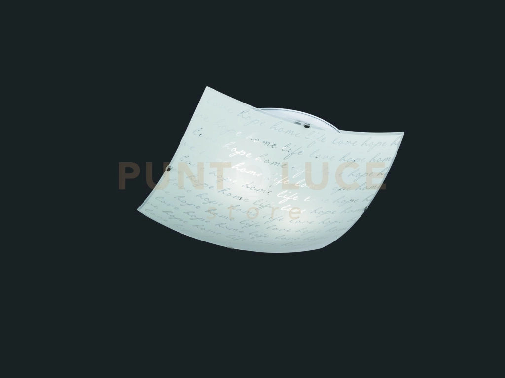 SIGNA PLAFONIERA QUADRATA VETRO DECORO FIRMA D. 40X40CM 2 LUCI ATTACCO E27