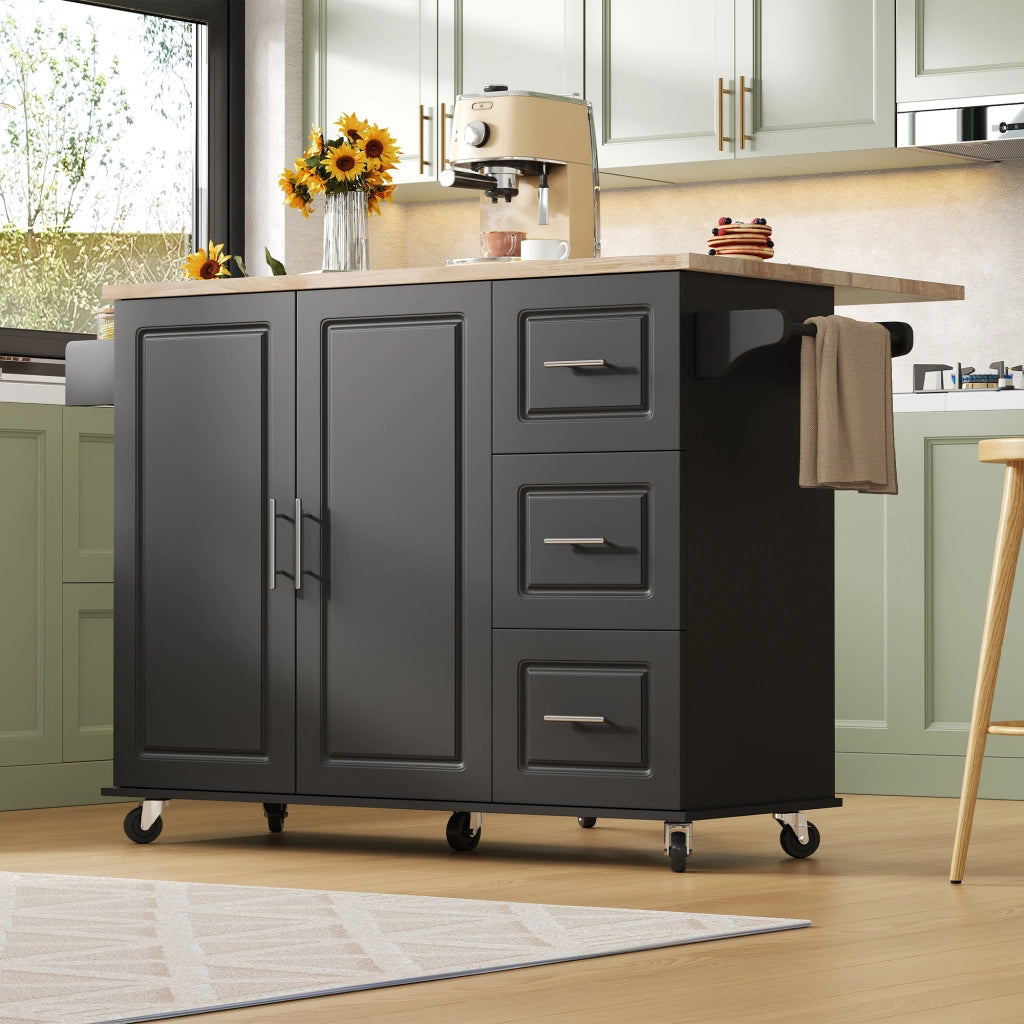 CREDENZA DA CUCINA PIEGHEVOLE 137x43(76)x92 CM NERA IN MDF
