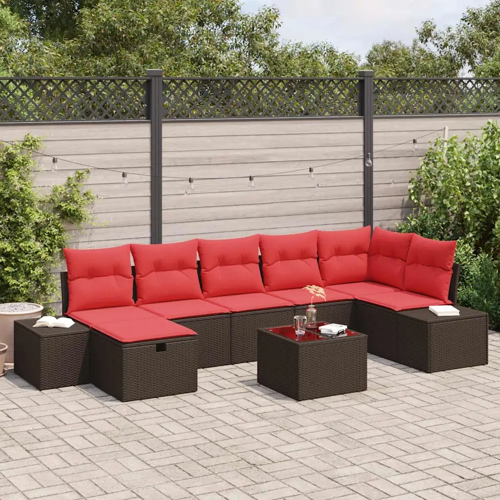 Set Divano da Giardino con cuscino 8 pcs Marrone polyrattan 3359413