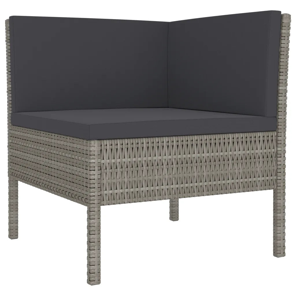 Set Divani da Giardino 3 pz con Cuscini in Polyrattan Grigio 310188