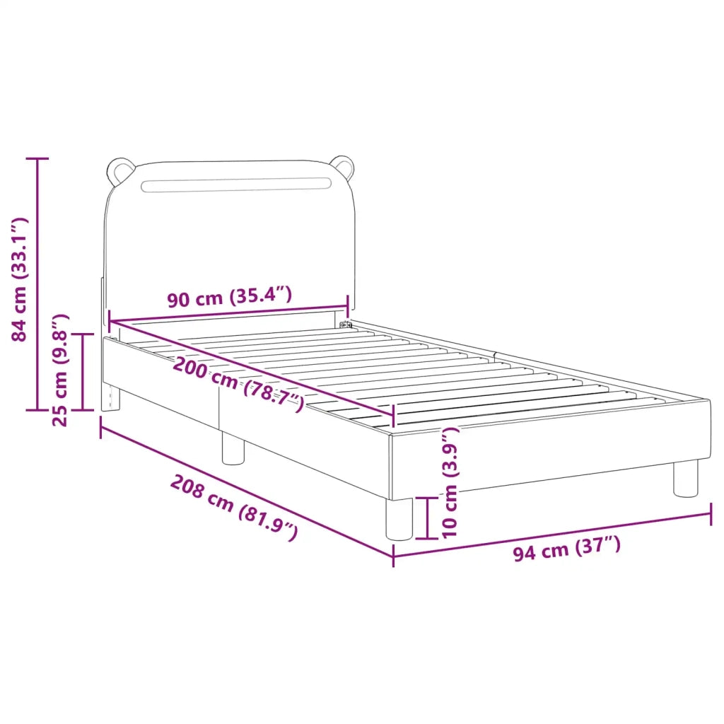 Struttura letto Bambini | Letto Infantile | Lettino con testata Grigio Scuro 90 x 200 cm