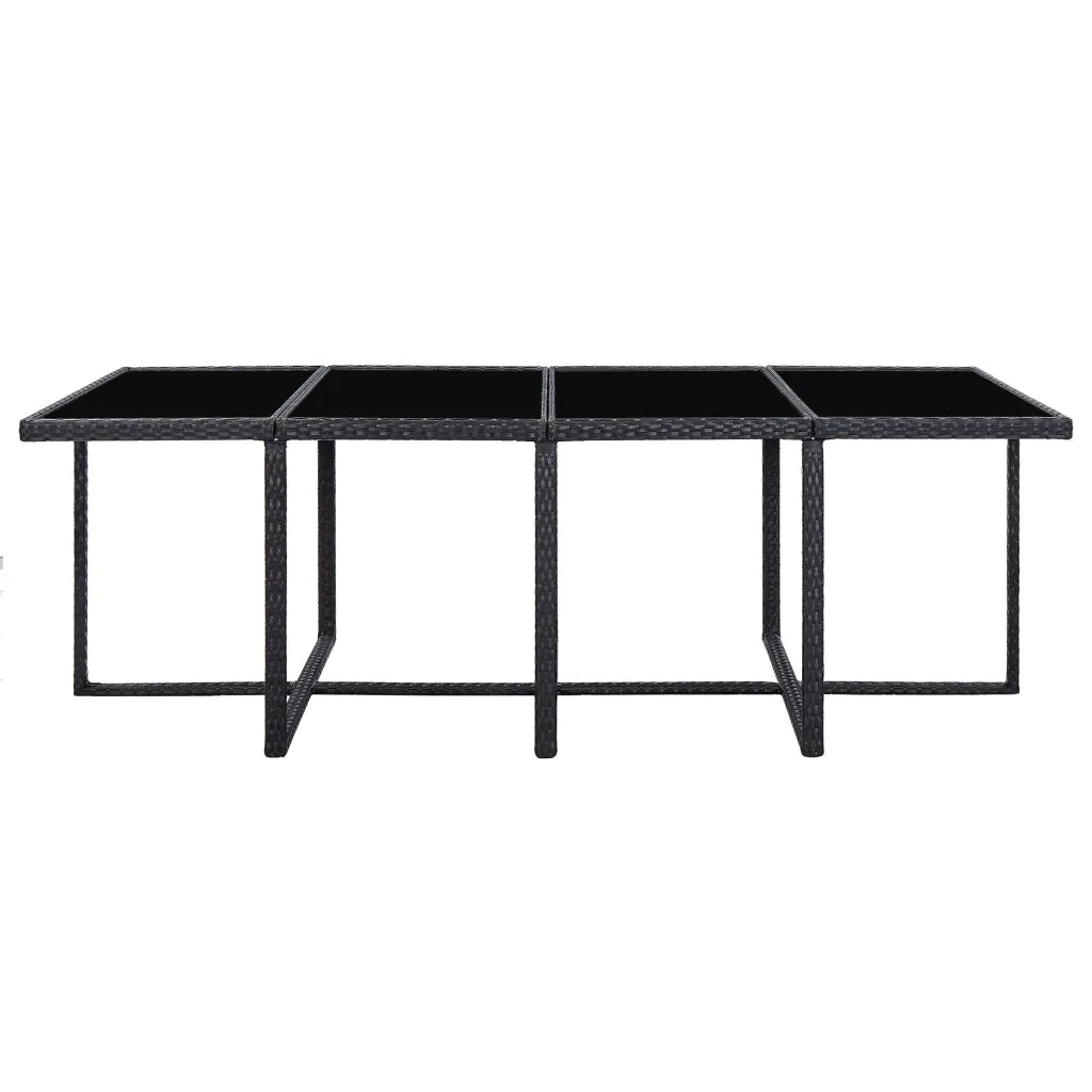 Set da Pranzo da Giardino 13 pz con Cuscini in Polyrattan Nero 46382