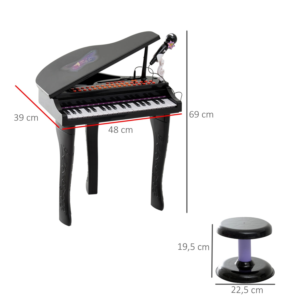 Piano per bambini con microfono e sgabello ¨C Minimal ¨C Nero