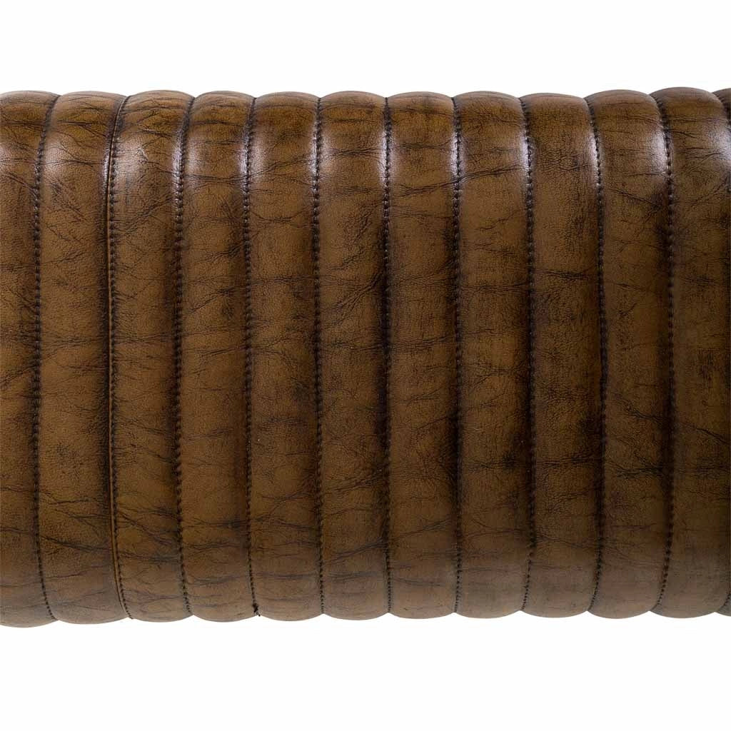 Sgabello in legno e pelle marrone120x35x76h
