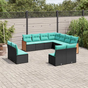 Set Divani da Giardino 11 pz con Cuscini Nero in Polyrattan 3227765
