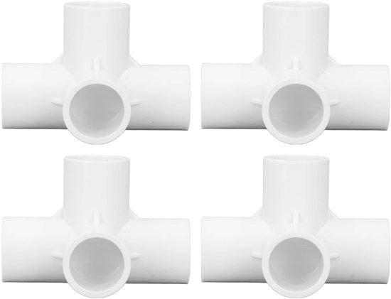 Fitting PVC a 4 vie - 10 pezzi - 25 mm diametro interno - Fitting in PVC duraturo - Per connessione di mobili - Connettore solido - Fitting per tubi in PVC