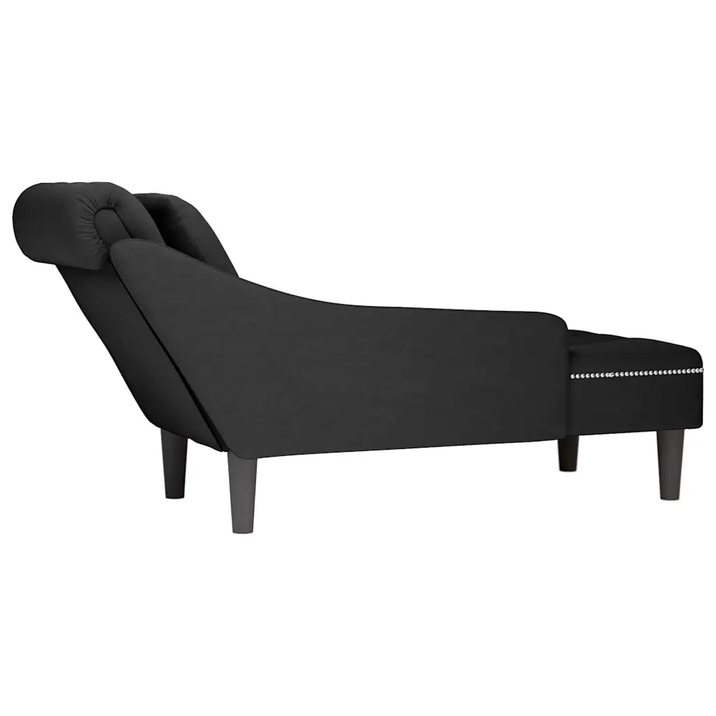 Sdraio con Cuscino e Bracciolo Destro in Velluto Nero 4009777