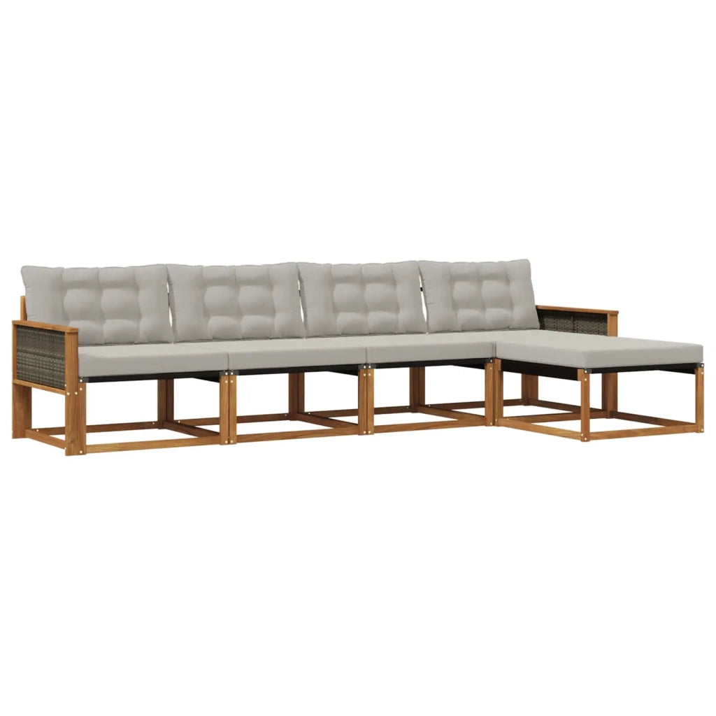 Set di divani da esterno 5 pz Naturale e Grigio Chiaro 3381355