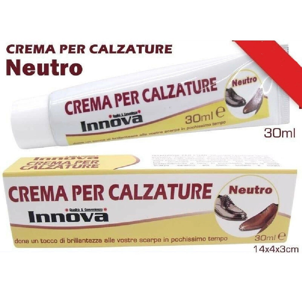 Trade Shop - Set 3 Pezzi Crema Lucidante Per Scarpe Pelle Classiche Lucido Neutro 30 Ml -