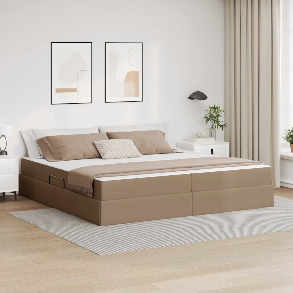 Letto con contenitore e materasso 2 pcs Cappuccino Pelle 3399627