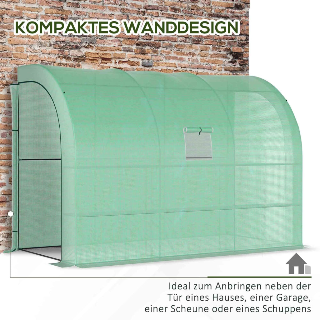 Serra da giardino ¨C Xylo ¨C 3 ripiani con copertura plastica UV-resistente verde