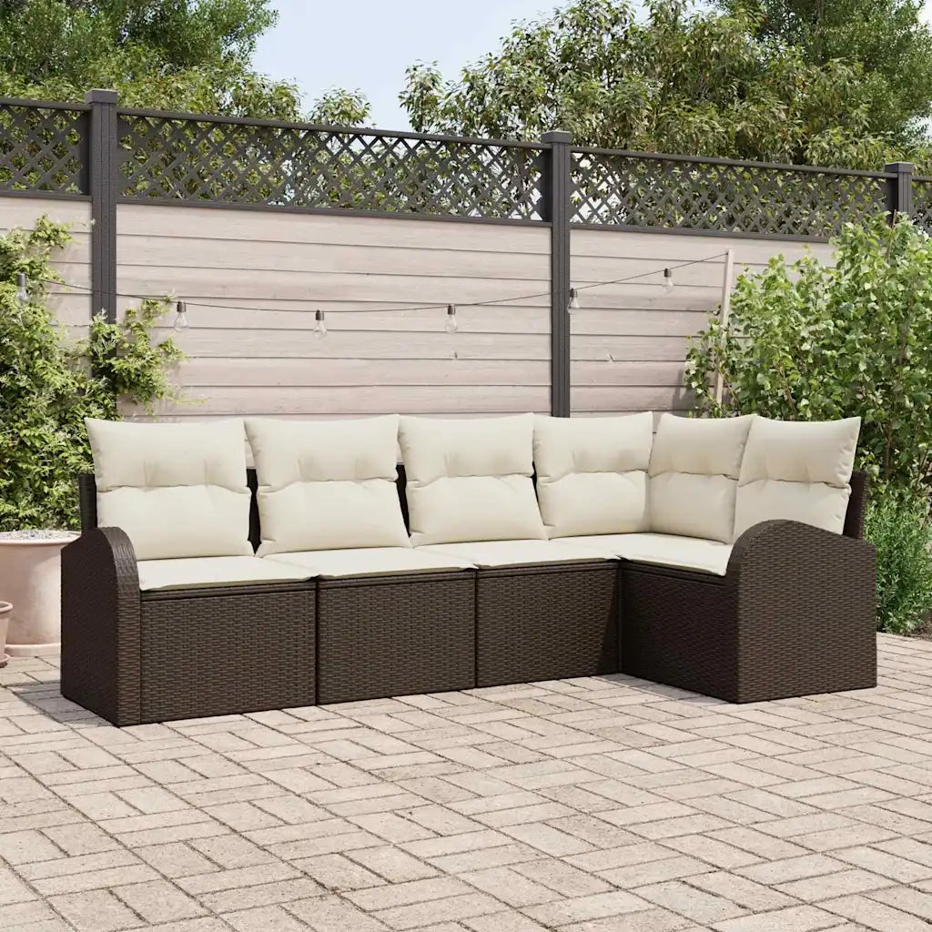 Set di divani con cuscino 5 pcs Marrone Poliestere