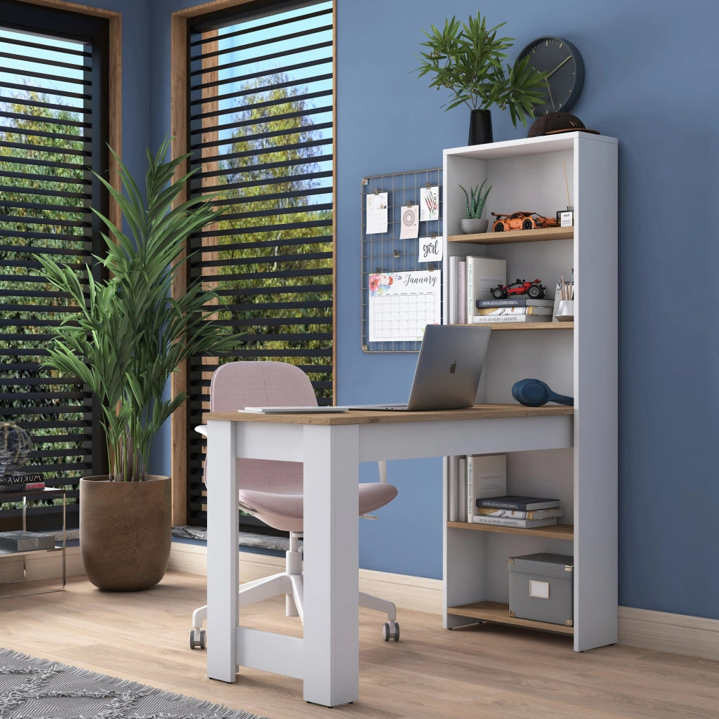 Cervaro, Scrivania 5 Ripiani, 120x54x154h cm Marrone Rovere