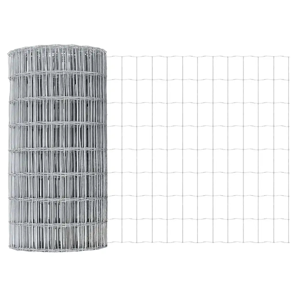 Recinzione da Giardino | Recinzione con Posto Argento 0,4 x 25 m Acciaio e PVC