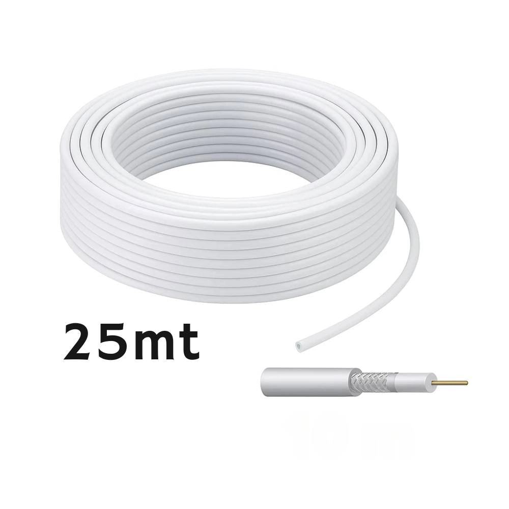 Cavo coassiale 75 ohm classe b ccs Ø 5 mm per tv e sat matassa da 25 mt