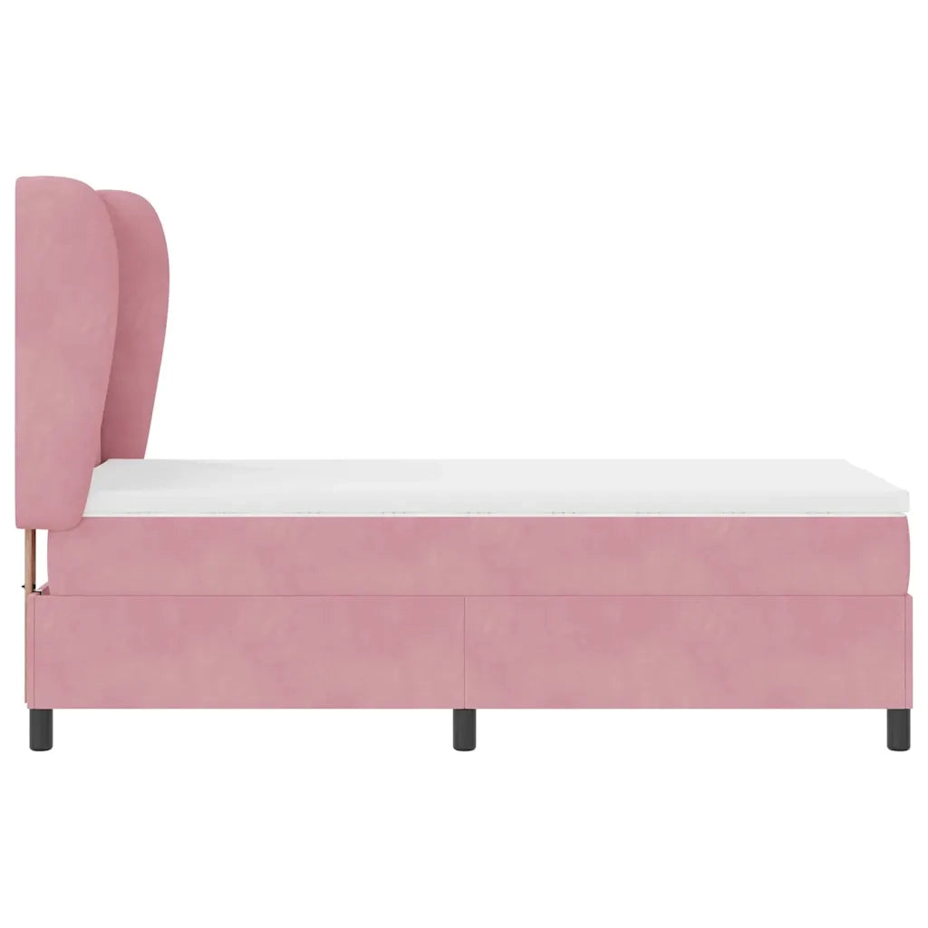 Letto a molle con materasso Rosa 190 x 90 cm Velluto 3340909