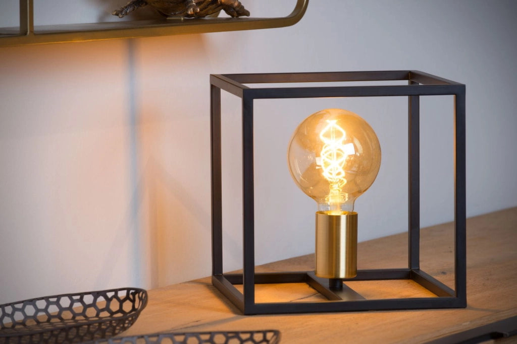 Lampada da tavolo Lucide Ruben nero/ottone E27 40W