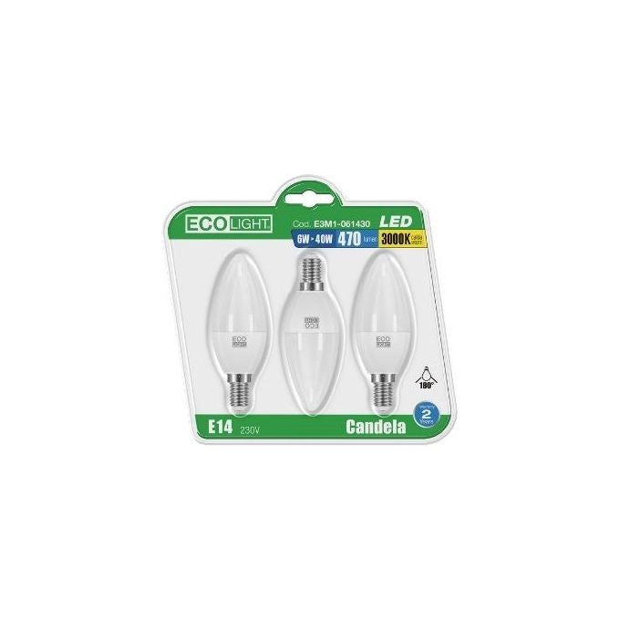Bisonte Lampadina Led Tris Candela E14 6W=40W 6400k