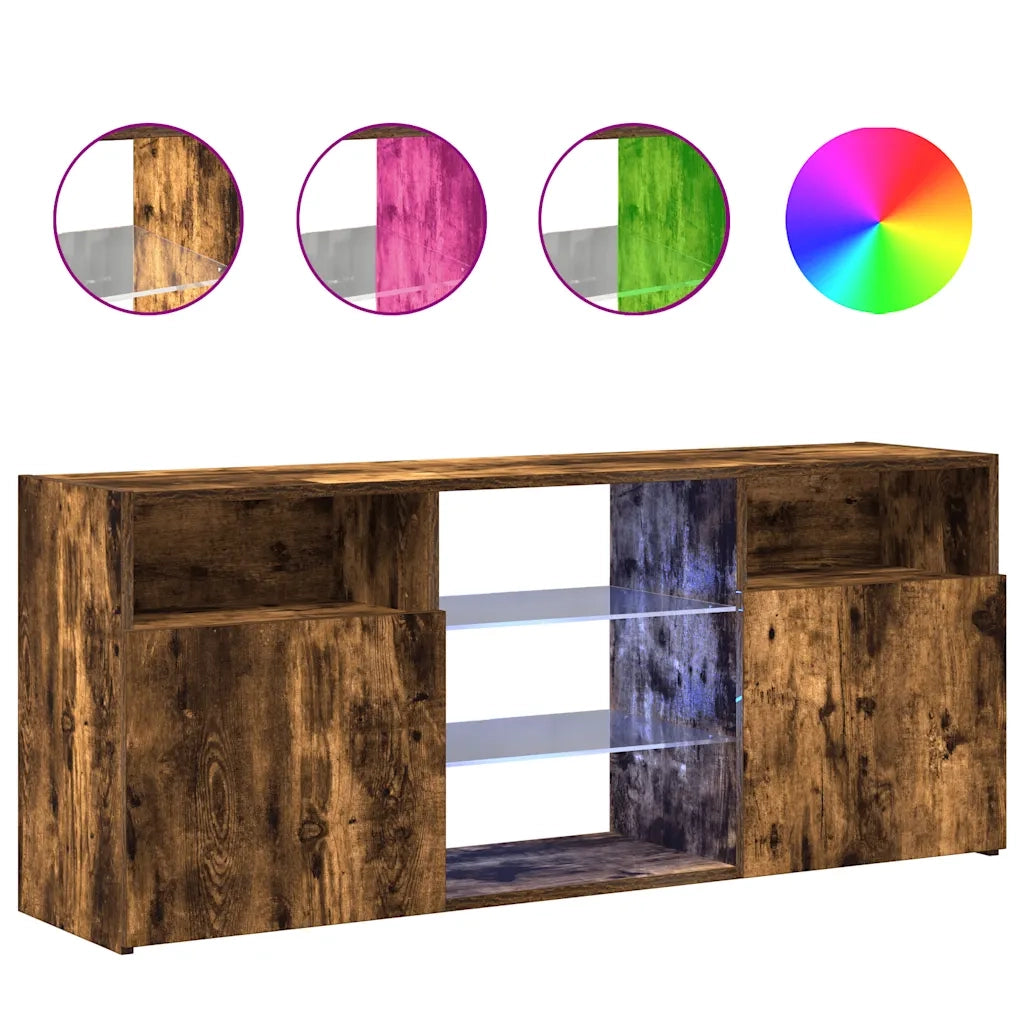 Mobile Porta TV con Luci LED Rovere Fumo 120x30x50 cm 815714